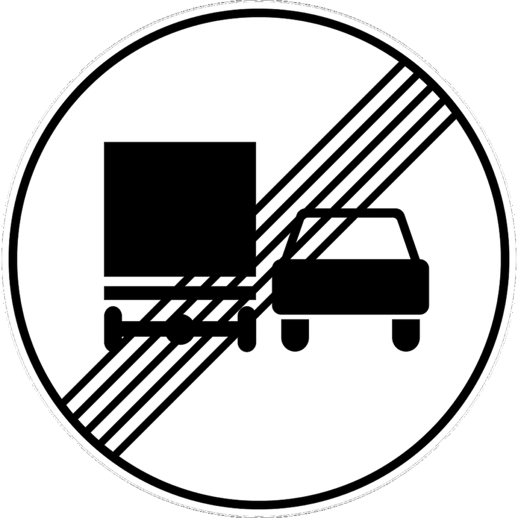 Конец зоны запрещения обгона грузовиками