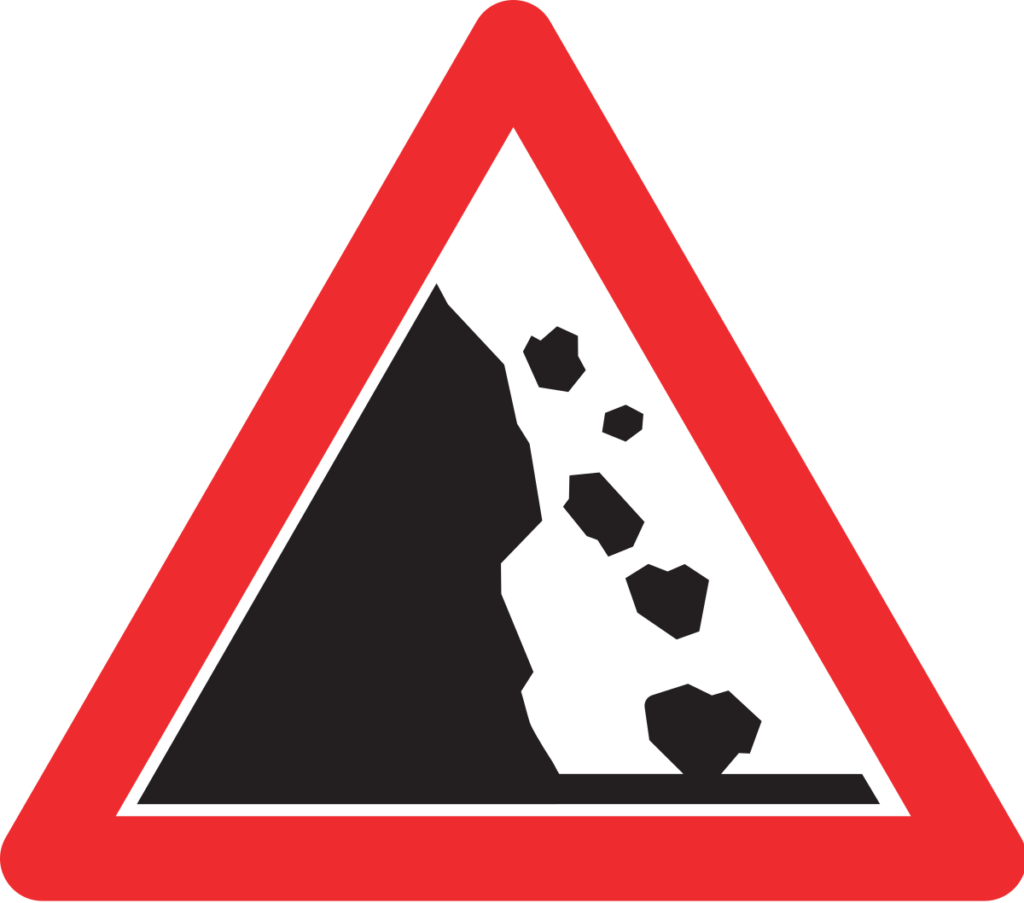 Предупреждающие дорожные знаки Падение камней