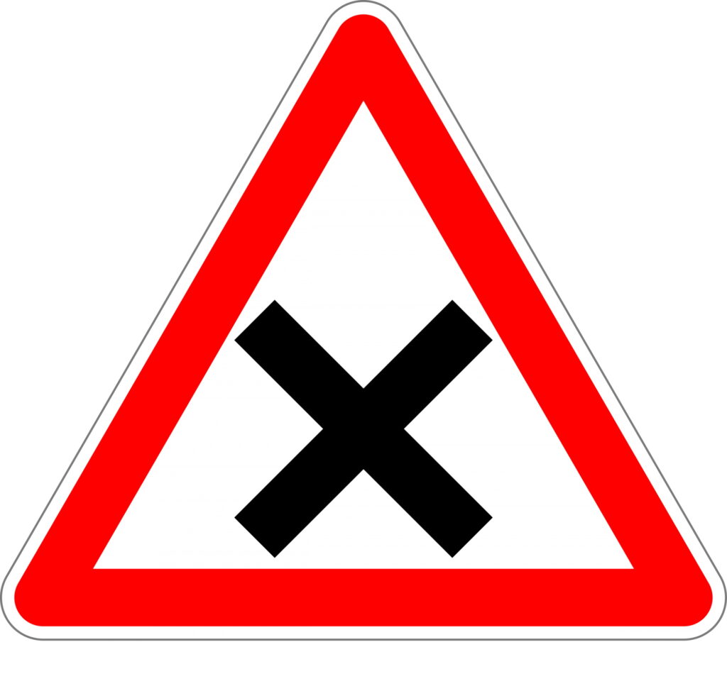 Предупреждающие дорожные знаки Пересечение дорог с равным значением