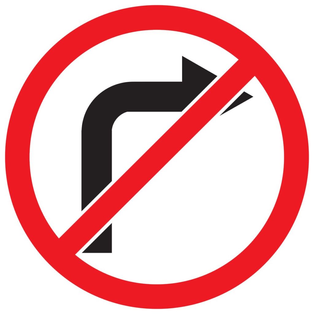 Ограничение на передвижение в одном направлении поворот направо запрещен