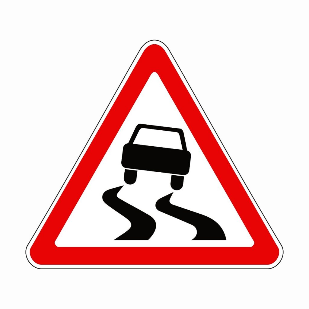 Предупреждающие дорожные знаки Скользкая дорога